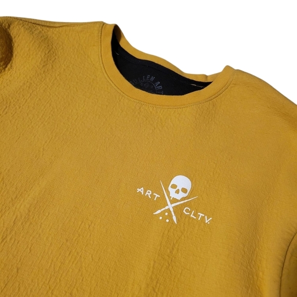 Sullen Art Collective Torched Tatoo Thermal Yellow Gold Sweatshirt Skulls Fire - Picture 9 of 13